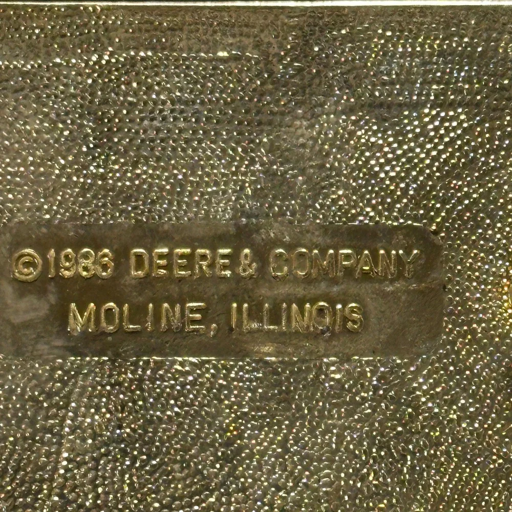 Vintage 1986 John Deere Go With The Green Service Wood Advertising Belt Buckle
